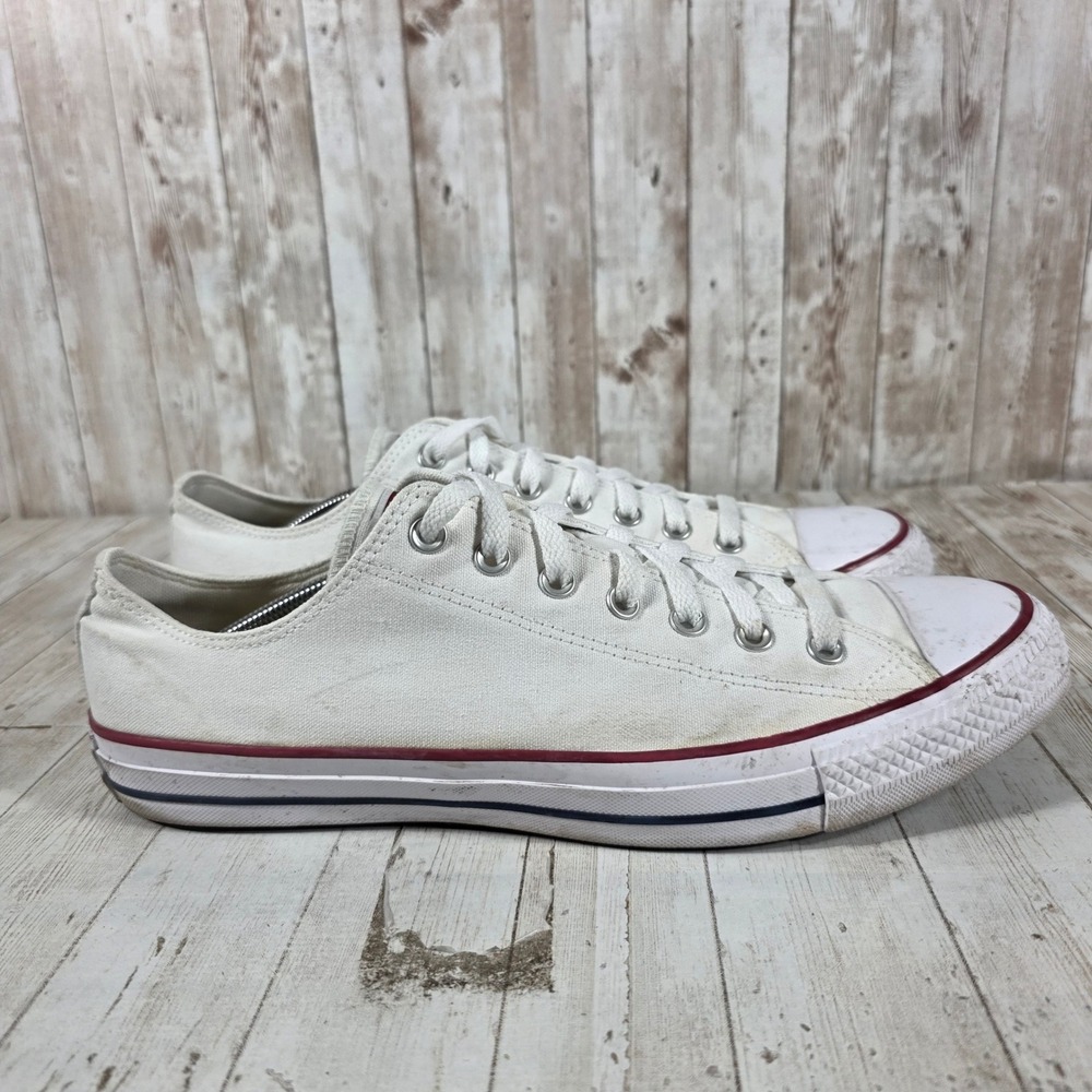 Converse Chuck Taylor All Star Low Top White Canvas Sneakers Womens 15 Mens 13
